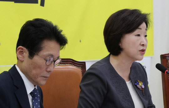 정의당 심상정 대표가 7일 오전 국회에서 열린 상무위원회에서 발언하고 있다. (사진=연합뉴스)